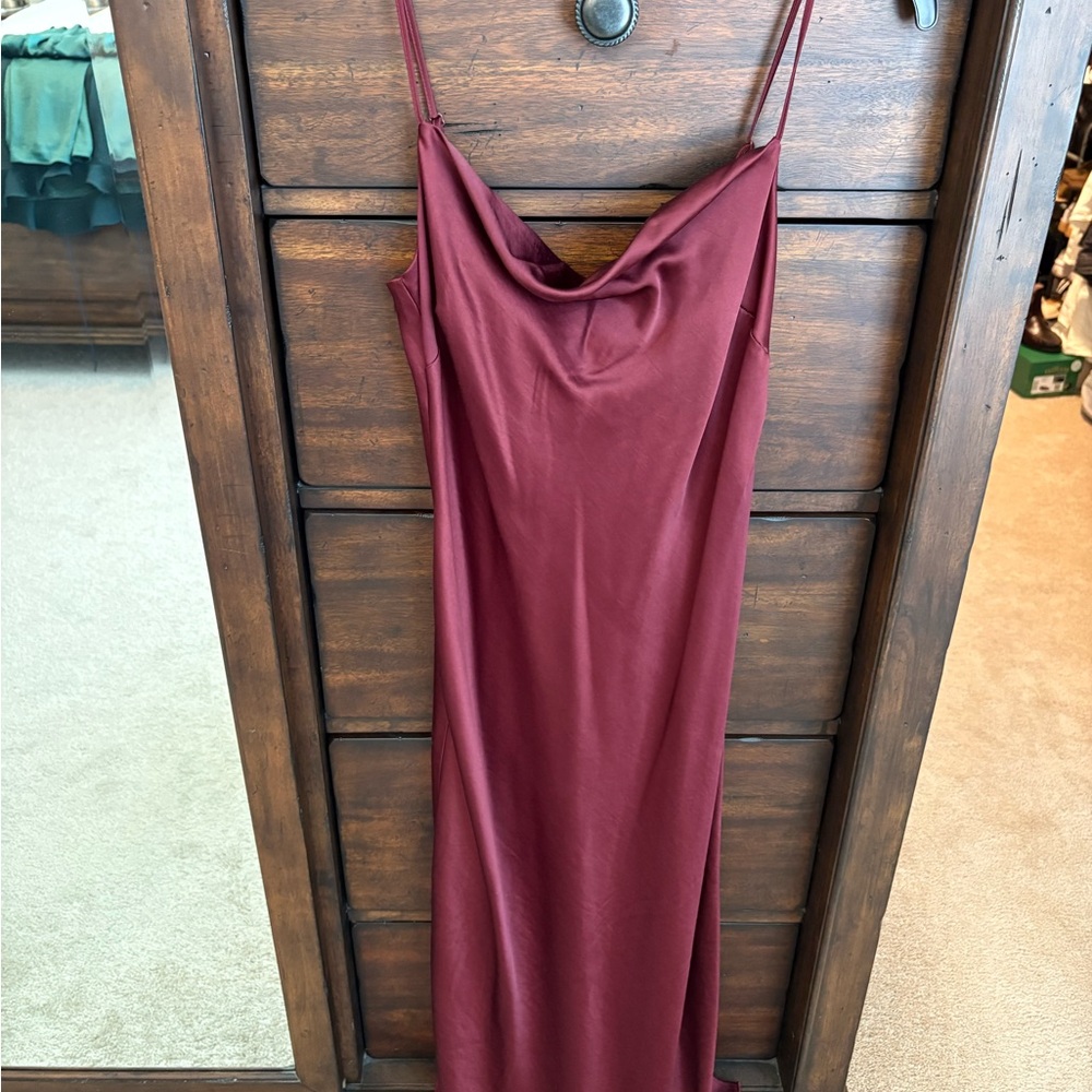 Express Strapless Burgundy Dress